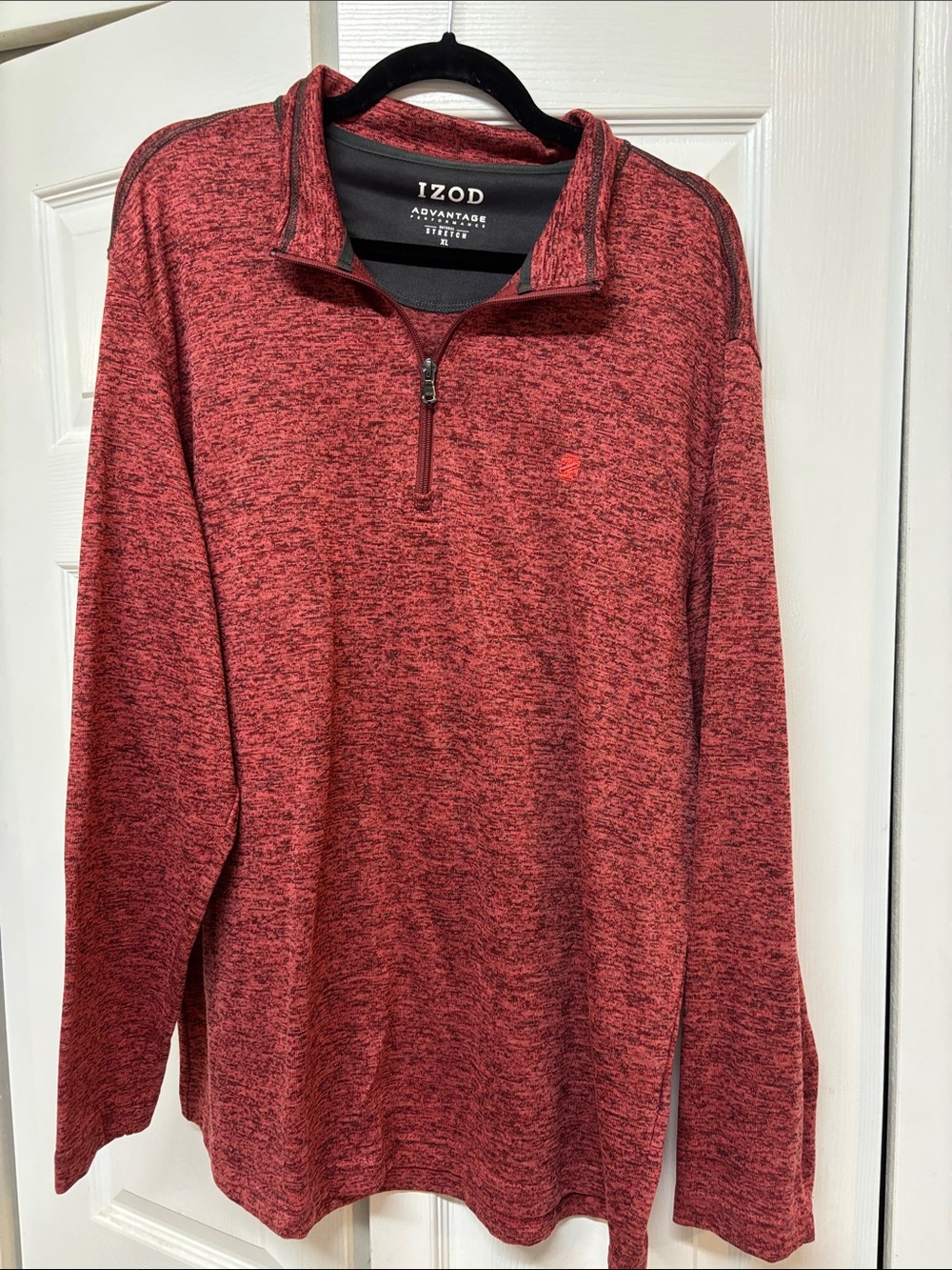 Men’s Izod Red Heather Quarter-Zip Pullover XL